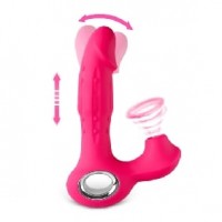 Vibrator, Wiggle & Thrusting, Clitoral Suction, 12 Function, Silicone, Rechargeable, RED